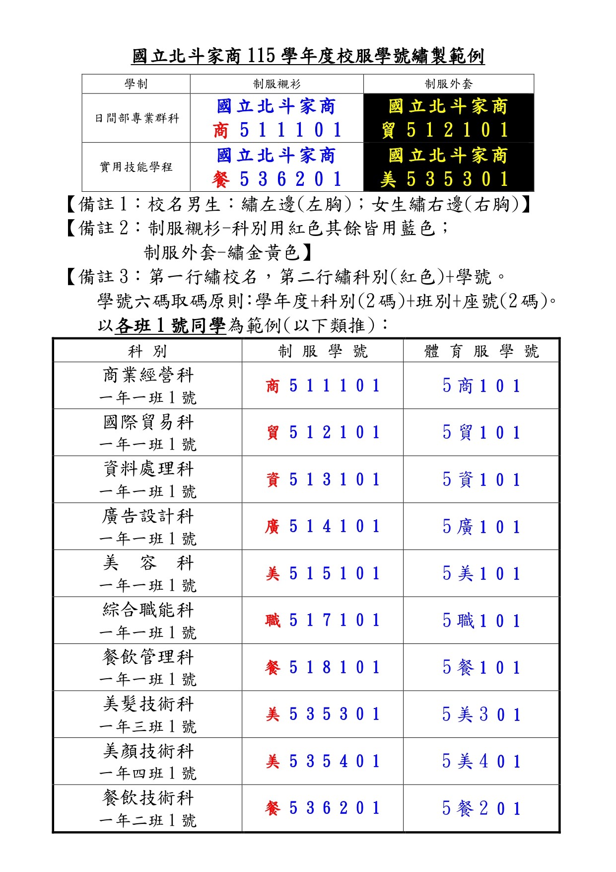 學號繡製